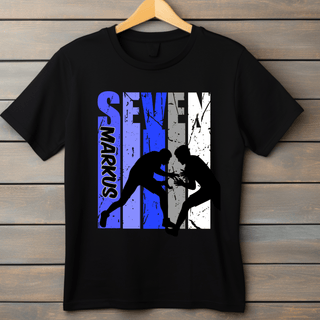 a t - shirt with a picture of two men wrestling