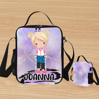 a bag with a picture of a girl on it