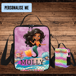 a personalized lunch bag with a mermaid on it