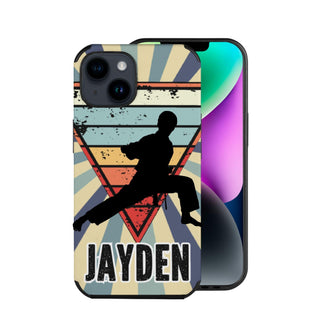 a phone case with a picture of a man on a skateboard