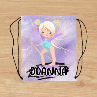 a drawstring bag with a cartoon character on it