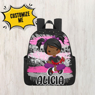 a backpack with an african american girl on it