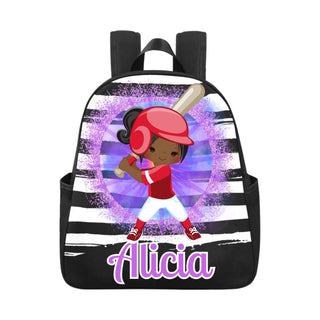 a backpack with a baseball player on it