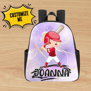 a backpack with a picture of a baseball player on it