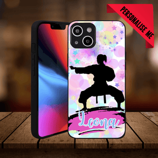 a phone case with a picture of a woman doing yoga