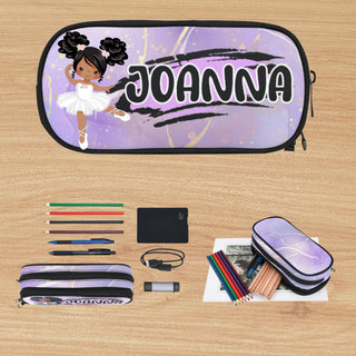 a pencil case with a picture of a ballerina on it