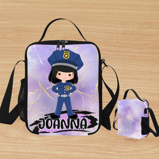 a bag with a picture of a police officer on it