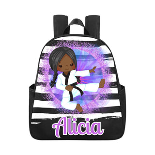 a backpack with an african american girl on it