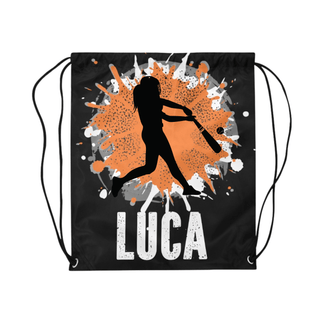 a drawsack bag with a picture of a baseball player