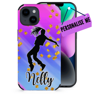 a phone case with a girl on a skateboard