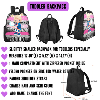 a back pack with a picture of a cartoon character on it