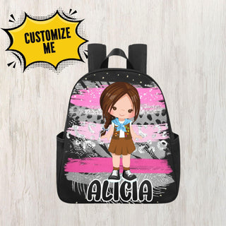 a backpack with a picture of a girl on it