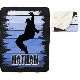 a blanket with a picture of a skateboarder on it