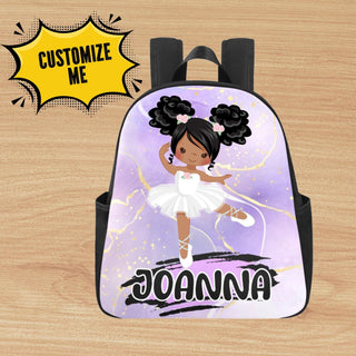 a backpack with a picture of a ballerina on it