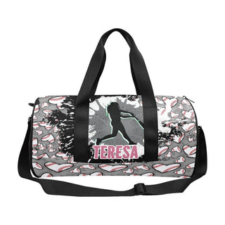 a duffel bag with a baseball theme on it