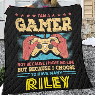 I'm A Gamer Quilt And Pillowcase Set With Name