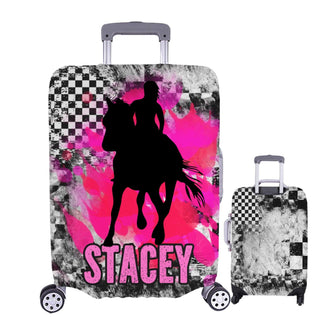 a piece of luggage with a horse and rider on it