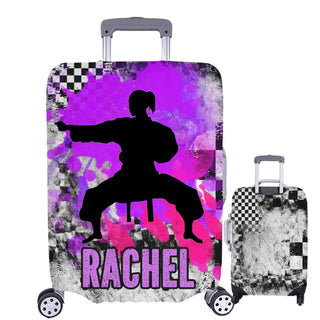 a piece of luggage with a picture of a person on it