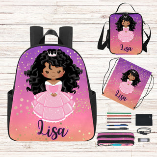 Personalized Black Princess Backpack With Name On