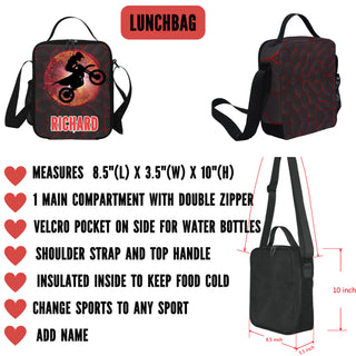 Personalized Girls Baseball  Lunchbag For School Lunch, Customized Softball Lunchbox With Strap For Sporty Kids Youth Infant Teens Teenager